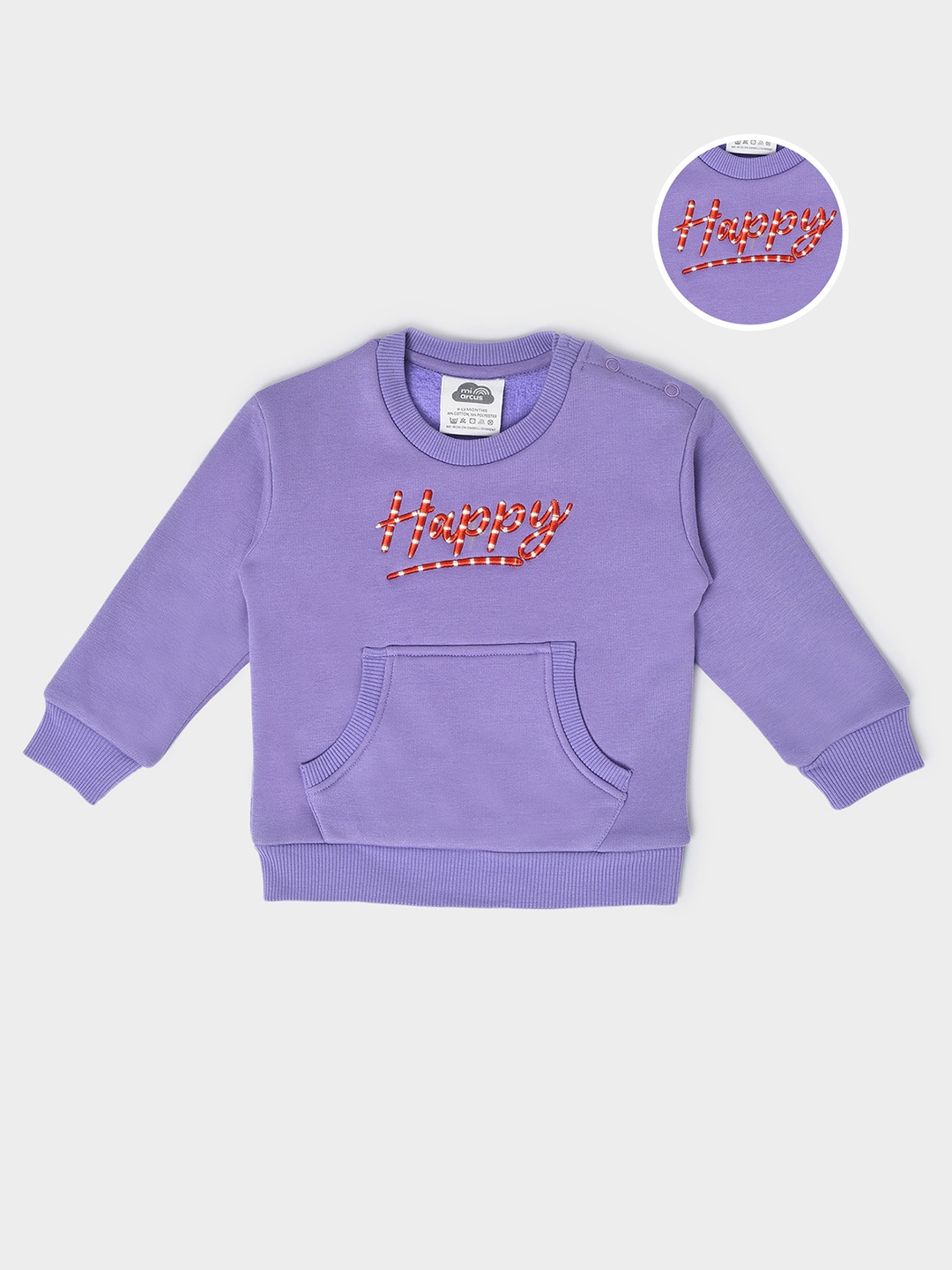 

MiArcus Unisex Kids Typography Embroidered Pullover Sweatshirt, Purple