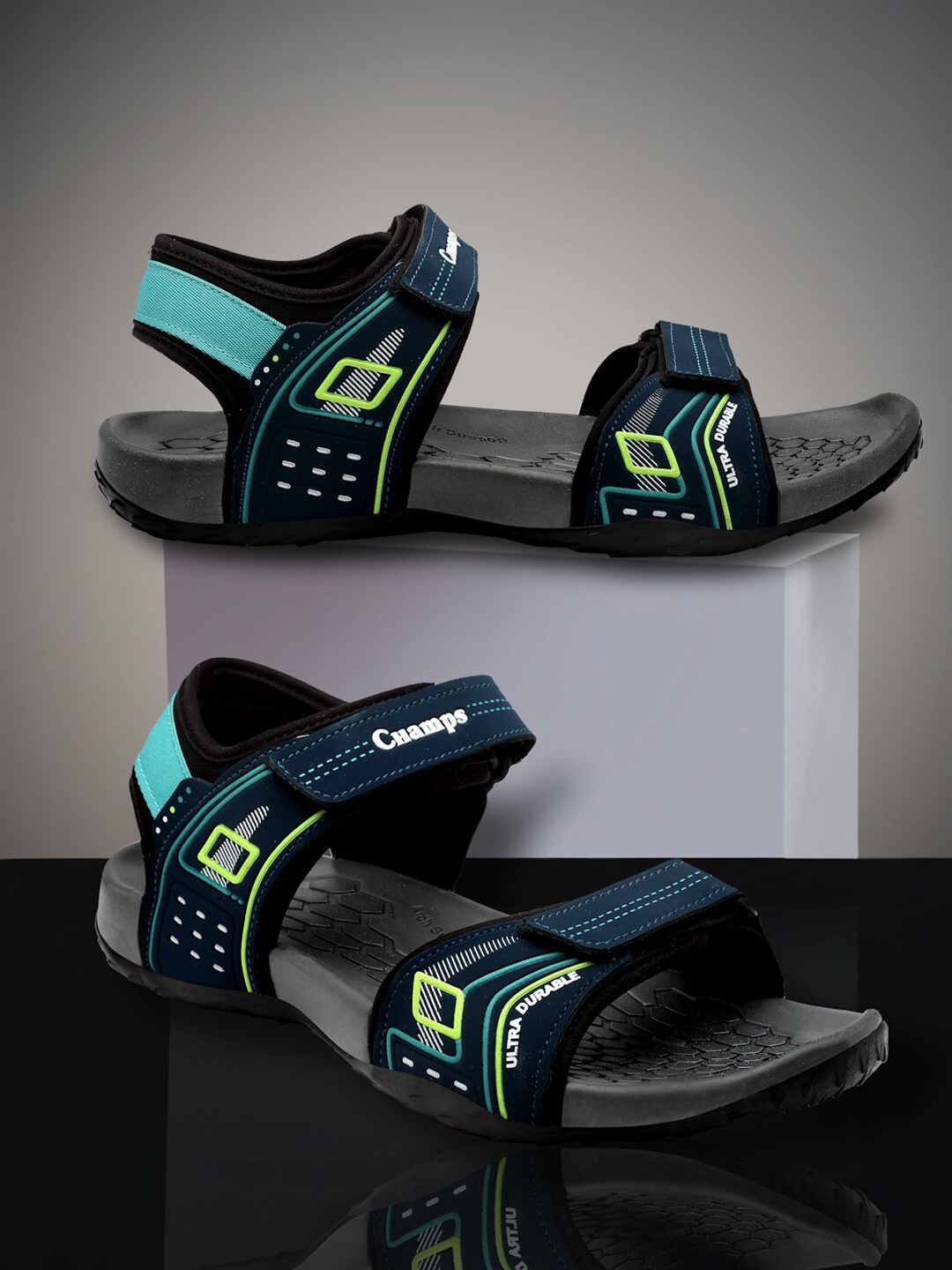 

Champs Men Velcro Sports Sandals, Blue