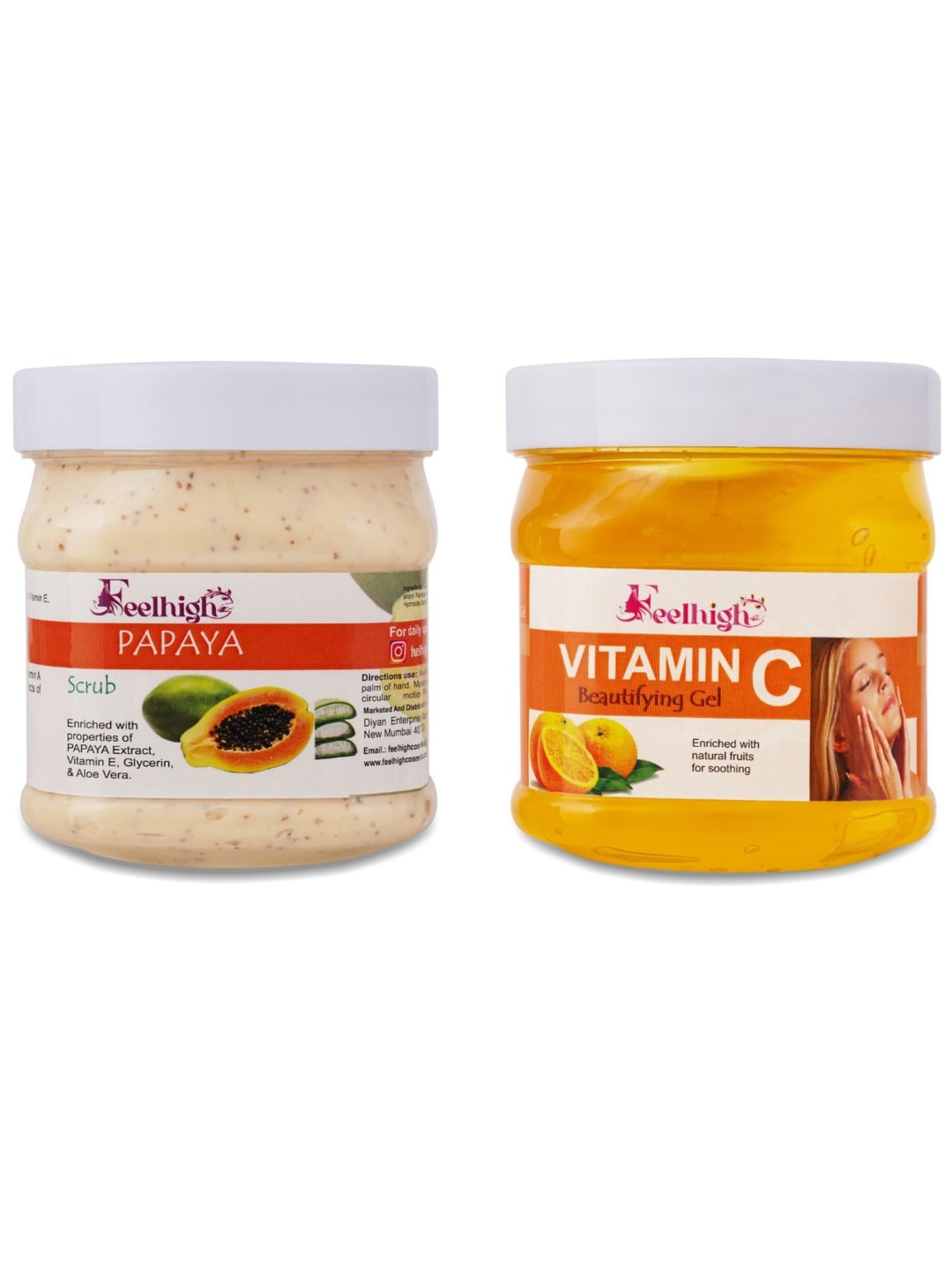 

FEELHIGH Papaya Scrub Enriched With Papaya Extract & Vitamin C gel 500ml each, Multi