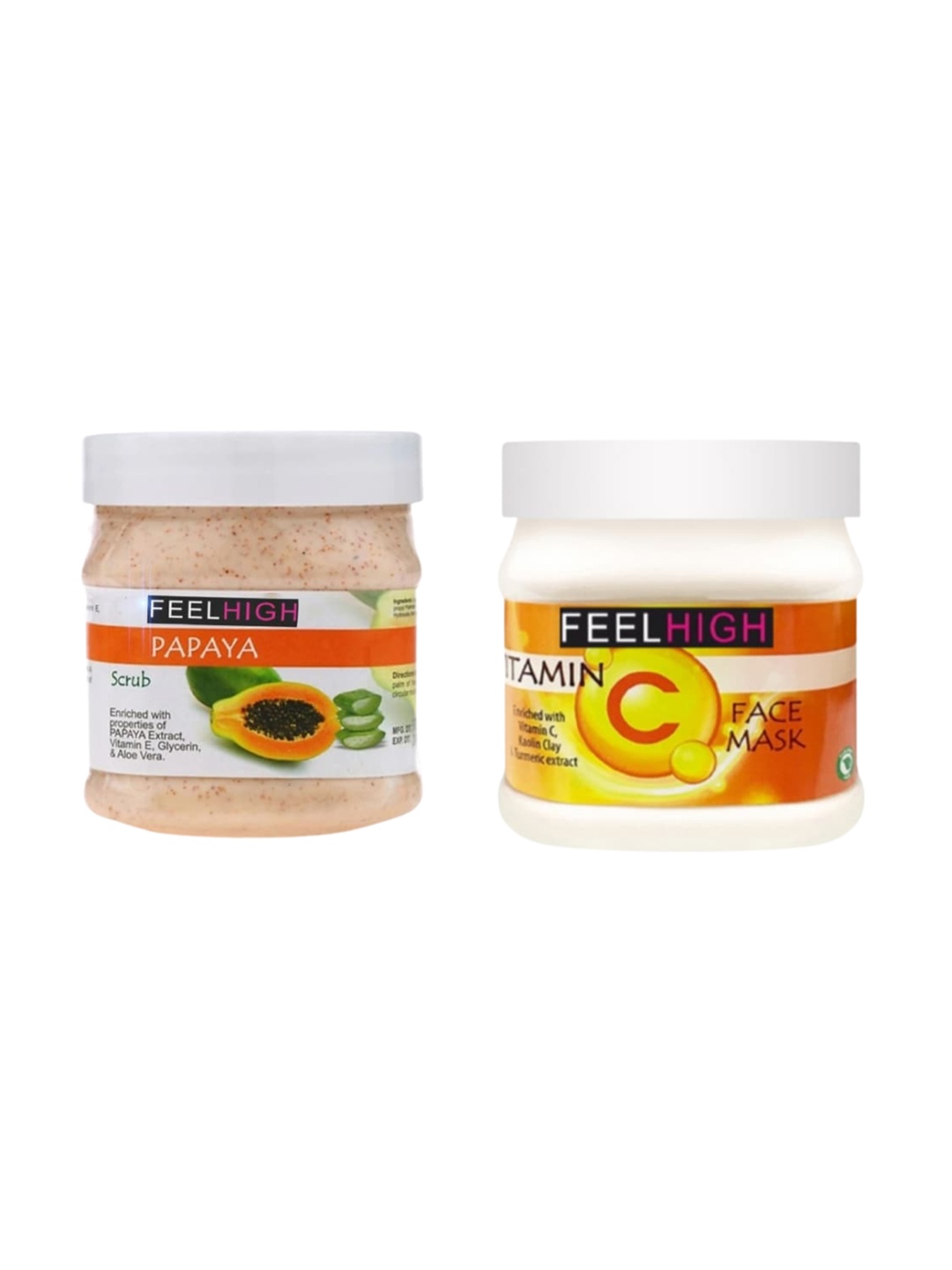 

FEELHIGH Face & Body Papaya Scrub & Vitamin C Mask 500ml each, Multi