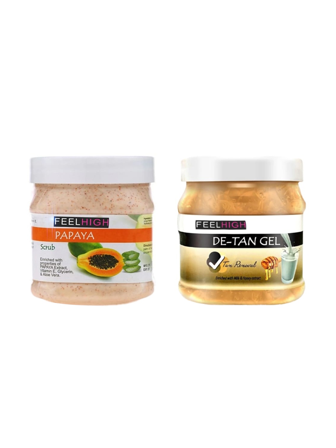 

FEELHIGH Papaya Scrub Enriched With Papaya Extract & De Tan Gel 500ml each, Multi