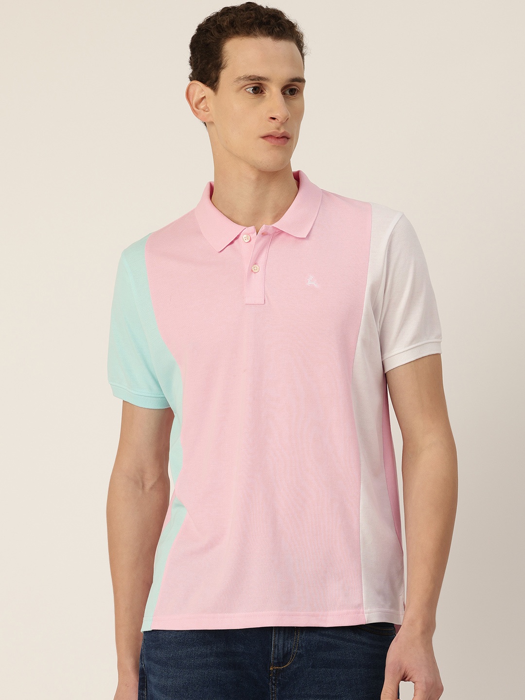 

Parx Colourblocked Polo Collar T-shirt, Pink