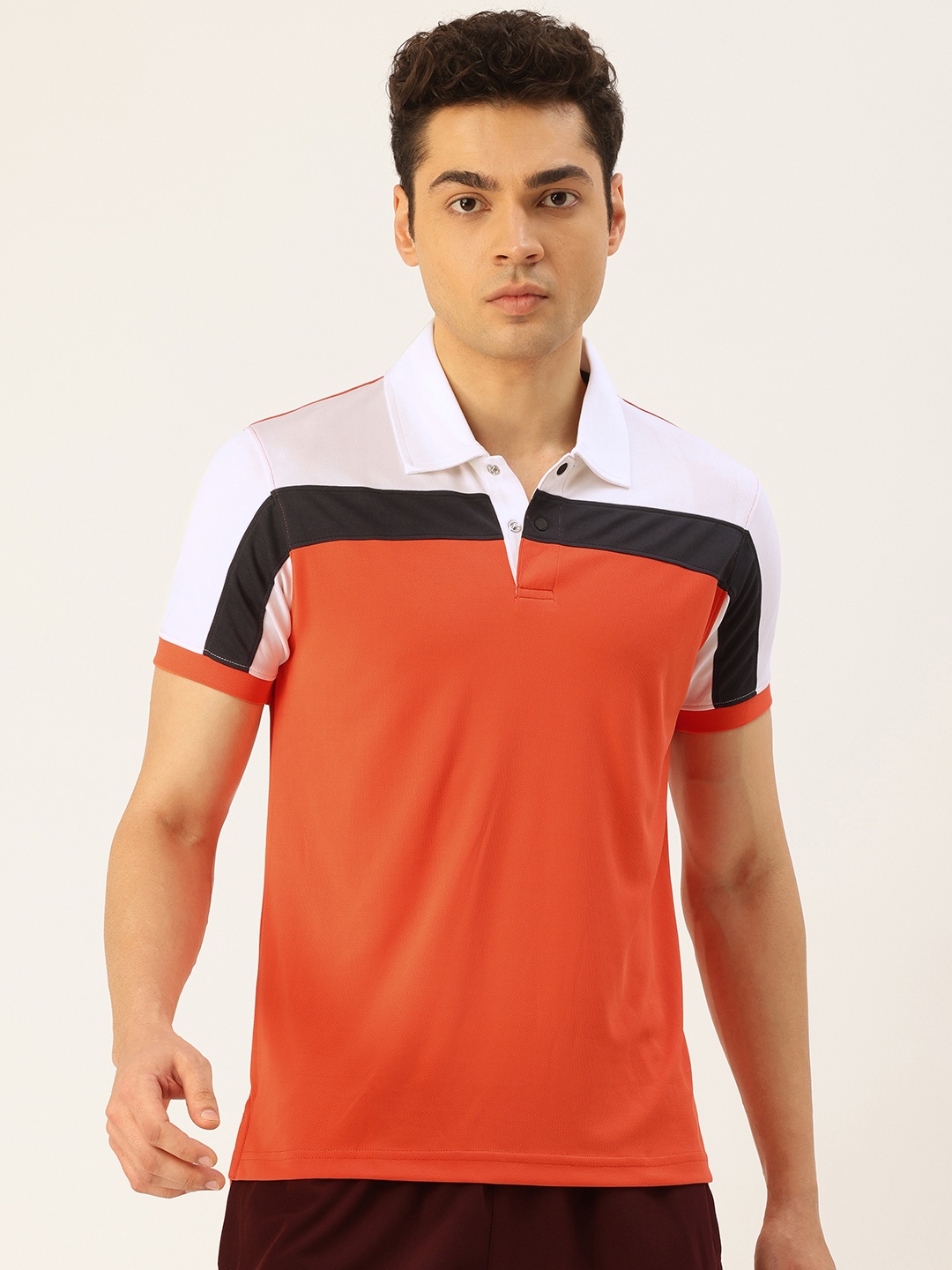 

Parx Colourblocked Polo Collar Sports T-shirt, Orange