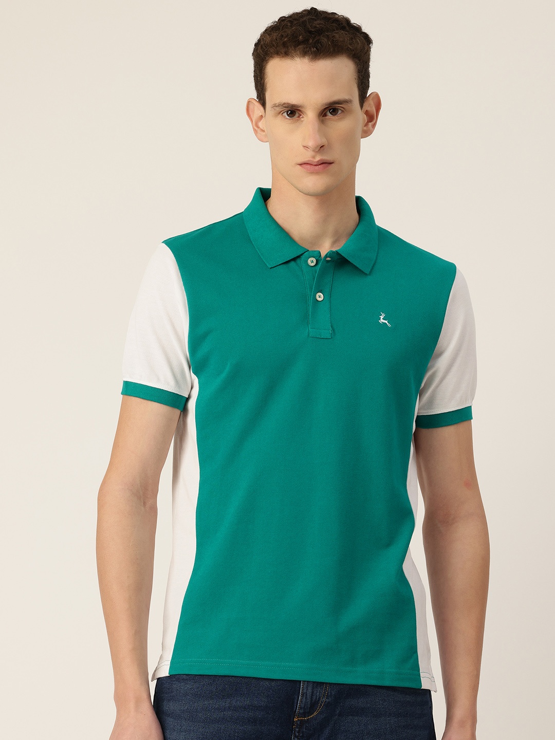 

Parx Colourblocked Polo Collar T-shirt, Green
