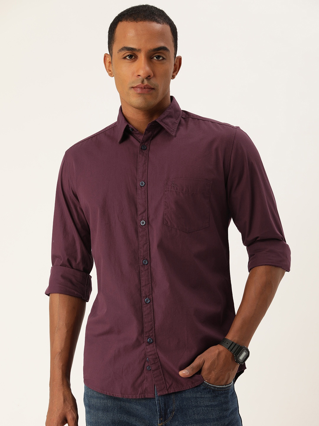 

Parx Solid Pure Cotton Slim Fit Opaque Casual Shirt, Burgundy