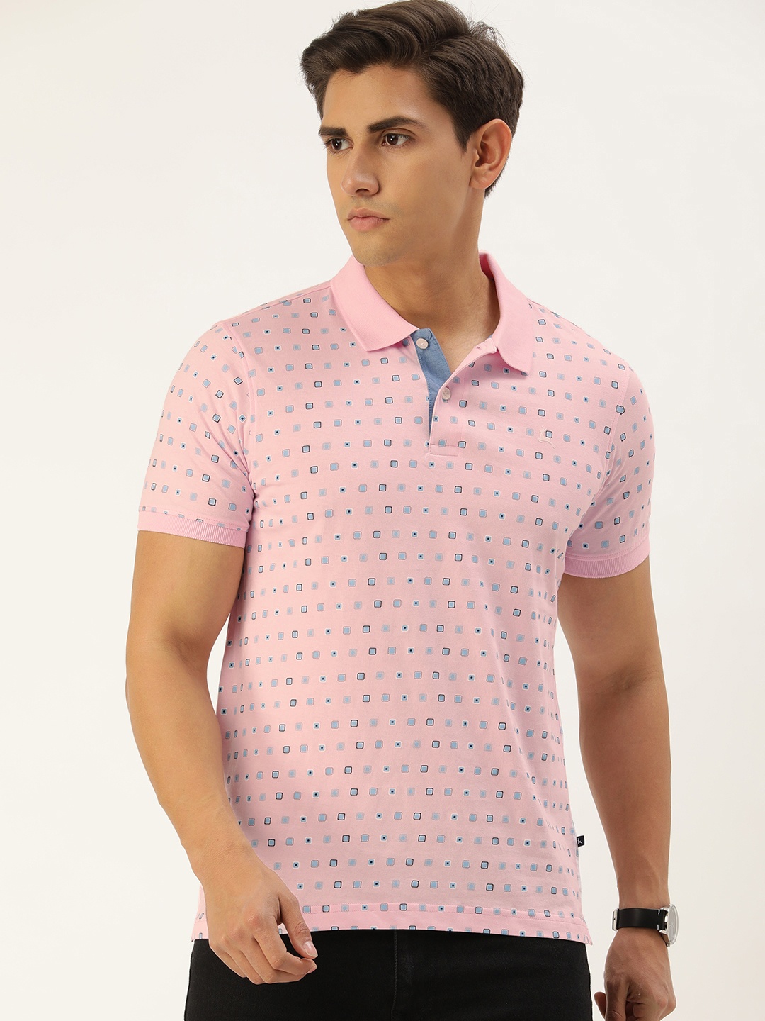 

Parx Men Printed Polo Collar Pure Cotton T-shirt, Pink