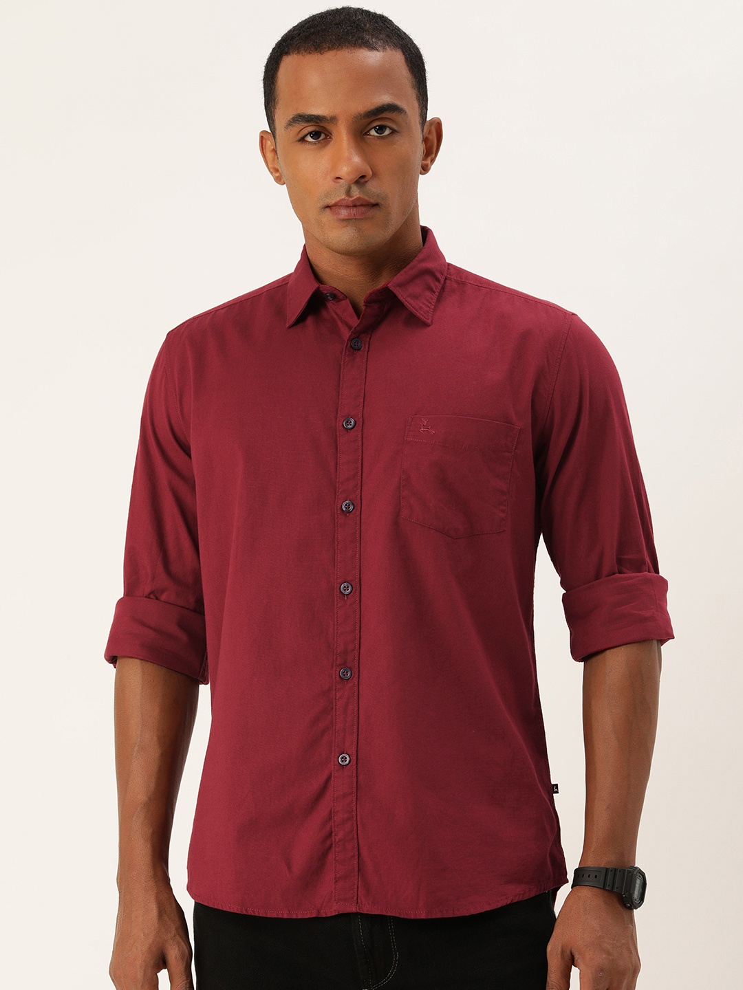 

Parx Slim Fit Opaque Pure Cotton Casual Shirt, Maroon