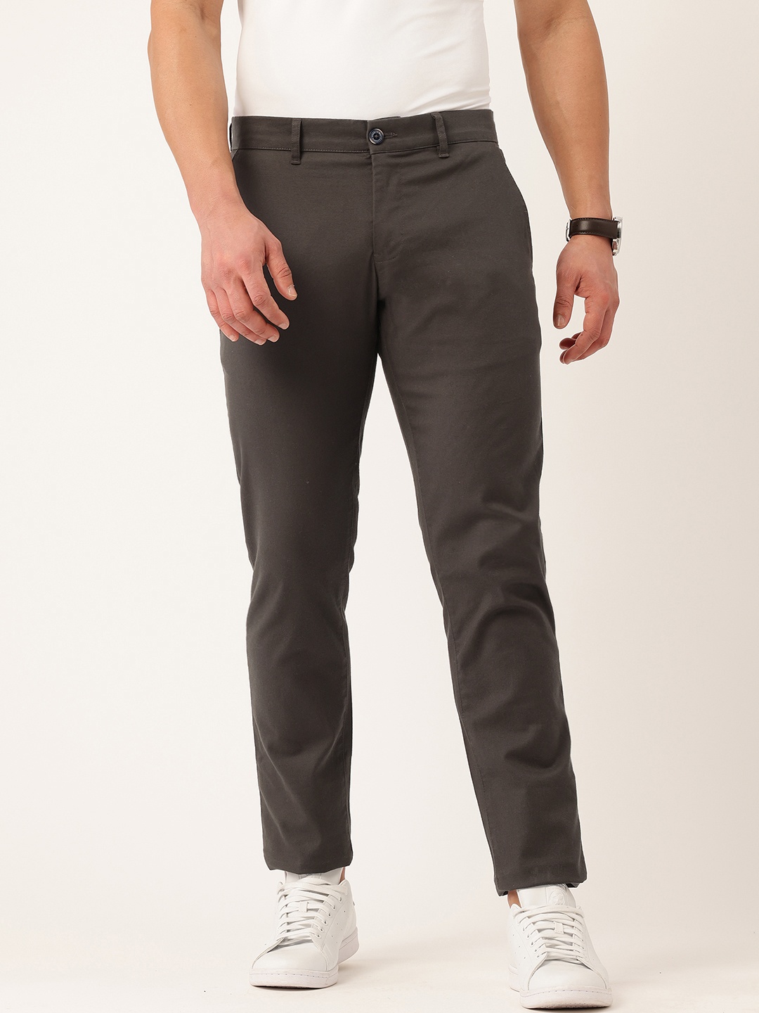 

Parx Men Tapered Fit Trousers, Olive