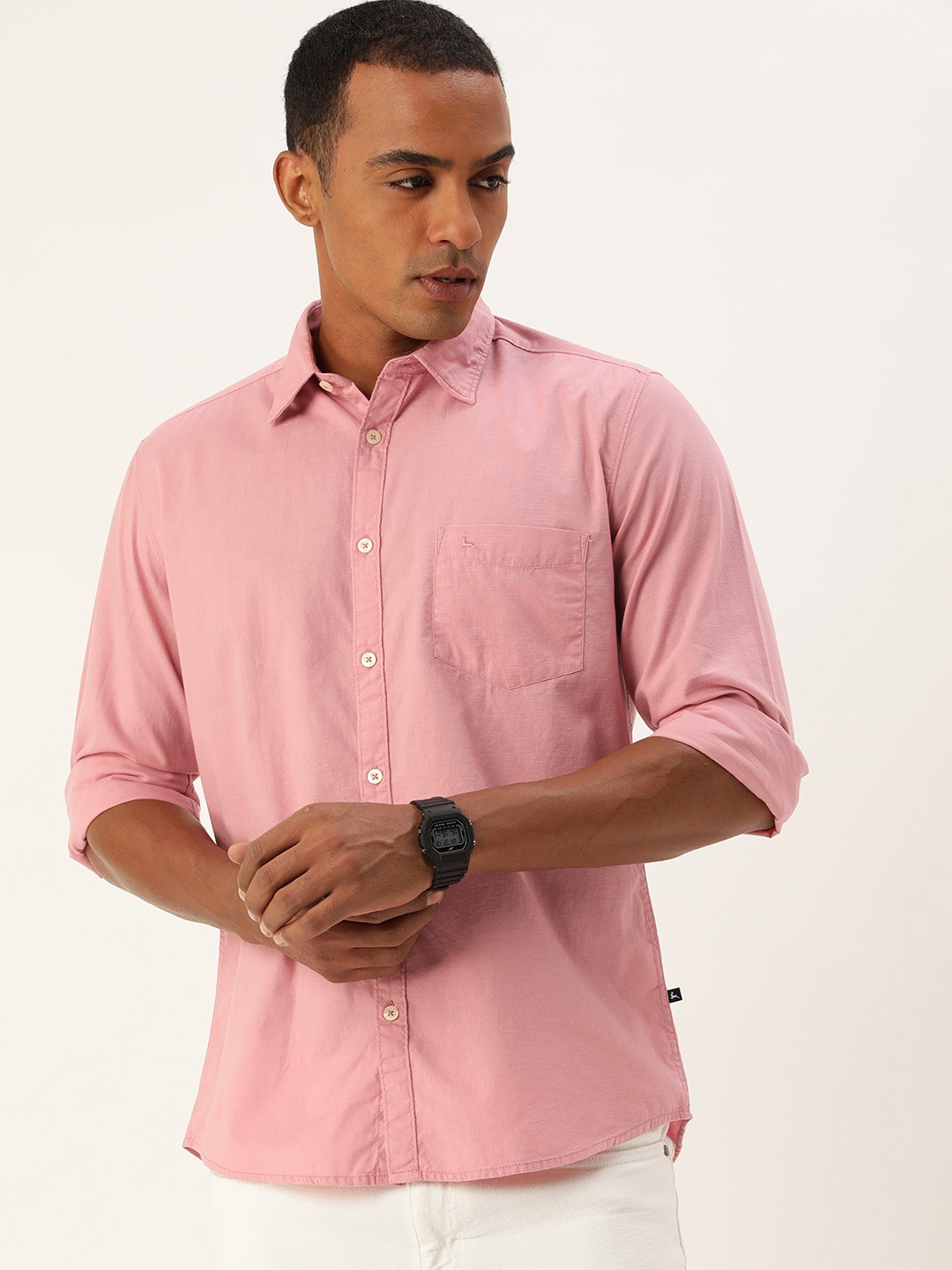 

Parx Solid Slim Fit Pure Cotton Casual Shirt, Pink