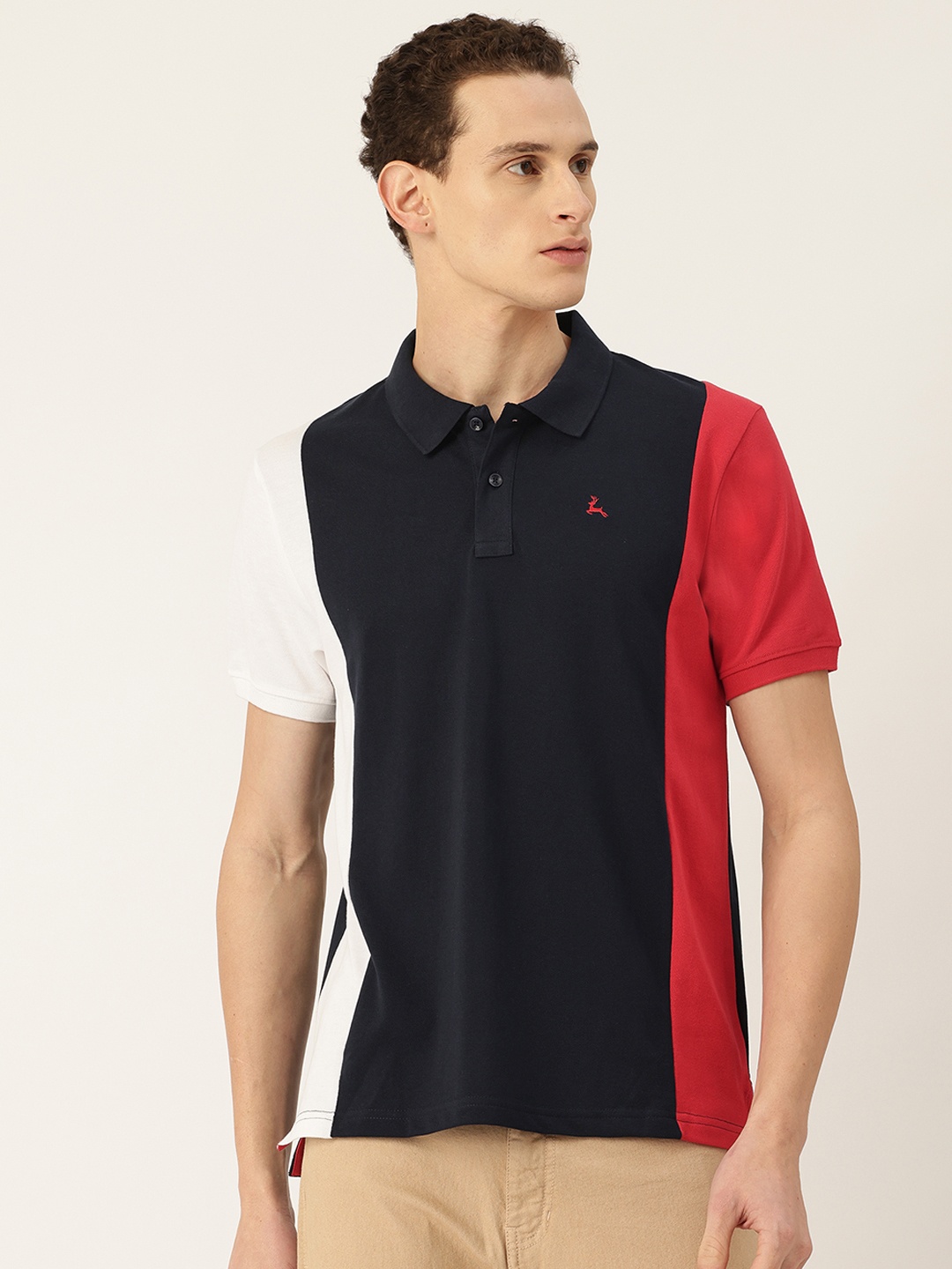 

Parx Colourblocked Polo Collar T-shirt, Navy blue