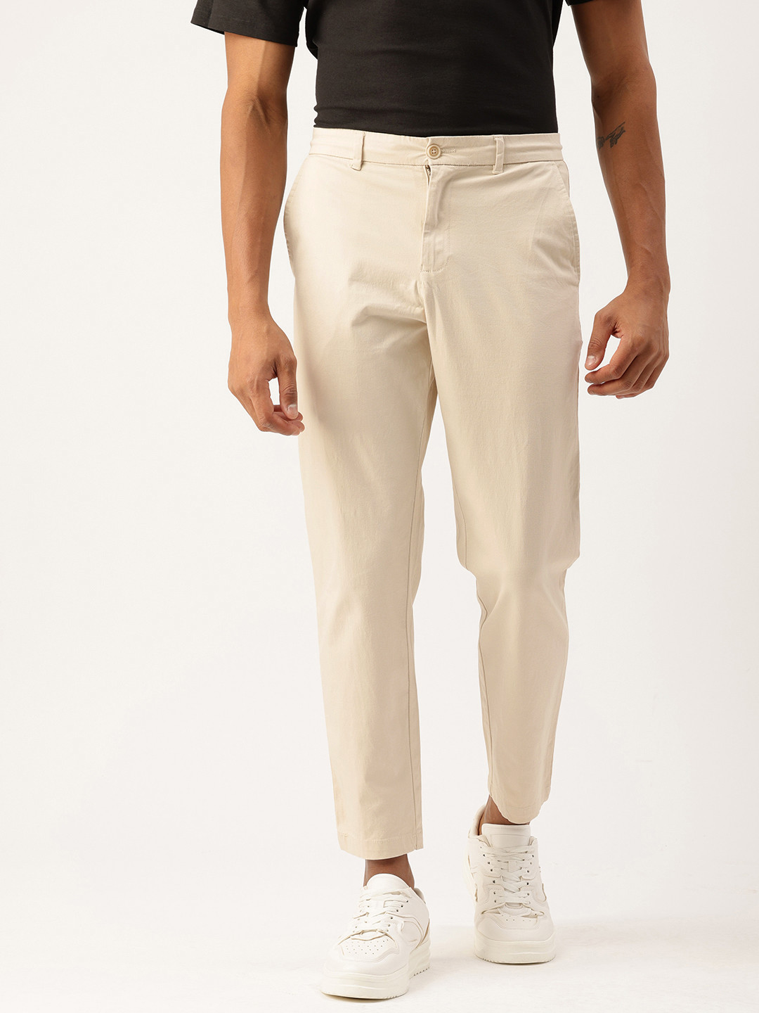 

Parx Men Carrot Fit Trousers, Beige