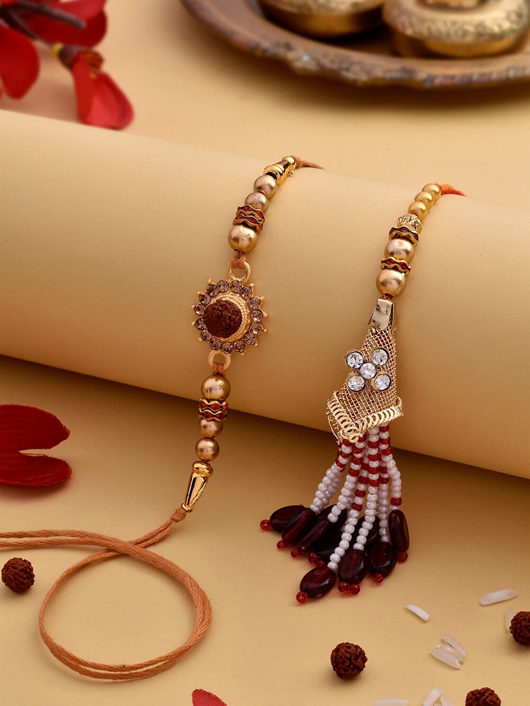 

RawFruit Bhaiya Bhabhi Rakhi Set, Gold