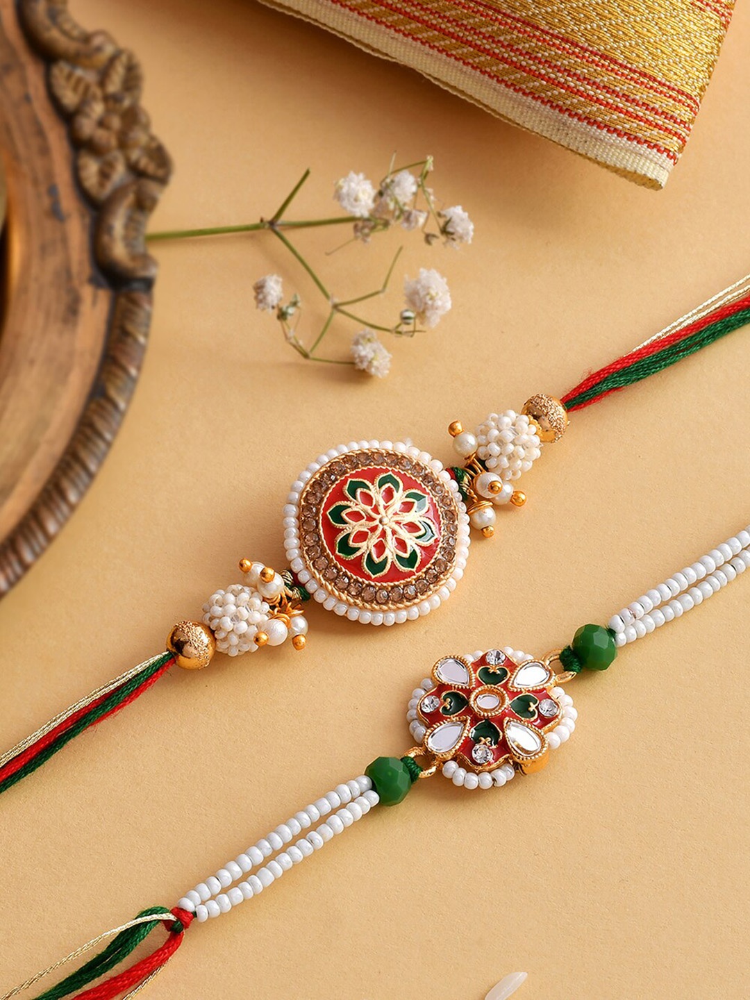 

RawFruit Set Of 2 Rakhis With 2 Chocolates, Red