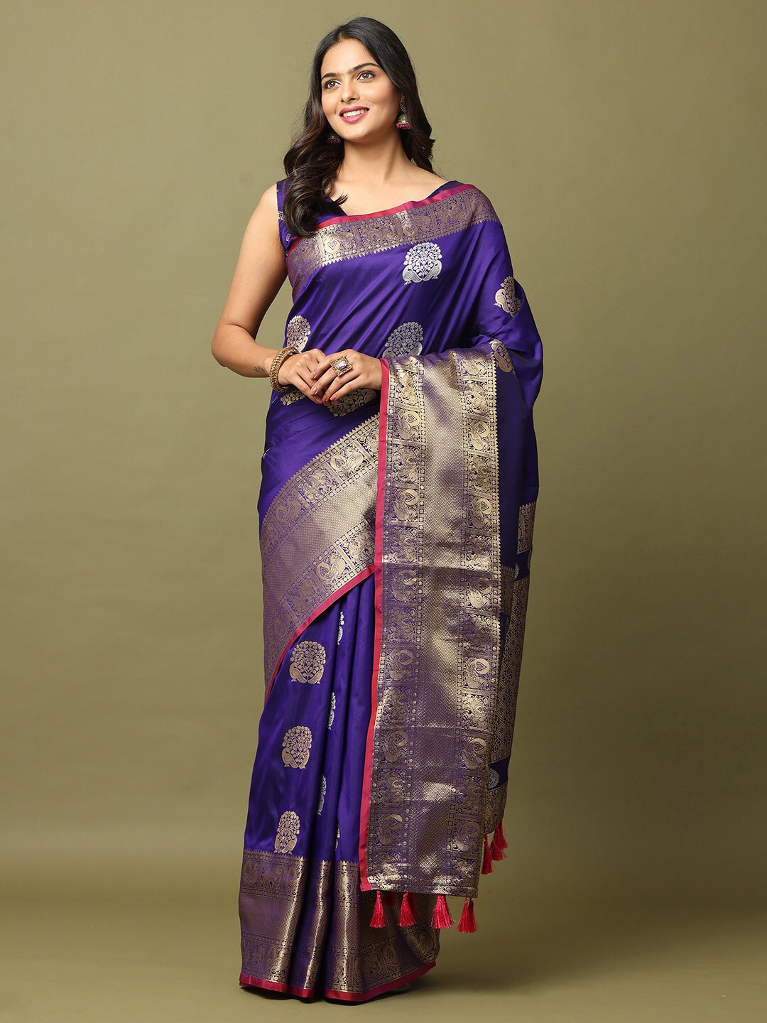 

VASTRANAND Woven Design Zari Banarasi Saree, Blue