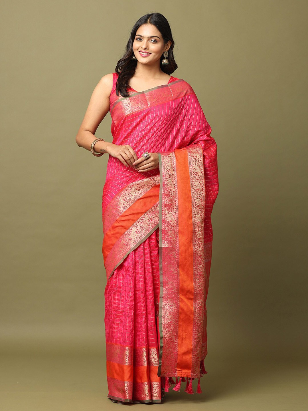 

VASTRANAND Woven Design Zari Banarasi Saree, Pink