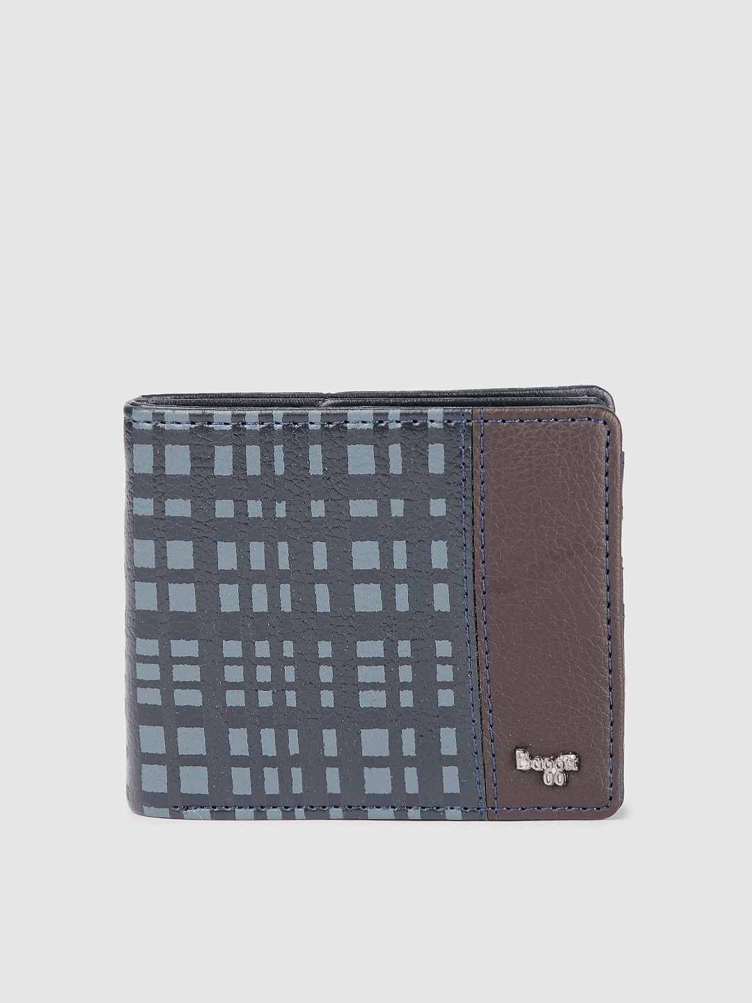 

Baggit Men Bichrome Checked Two Fold Wallet, Teal