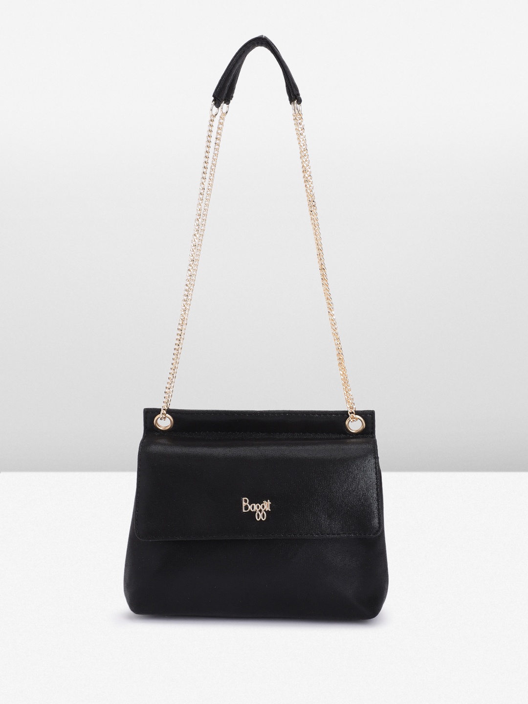 

Baggit Solid PU Structured Shoulder Bag, Black