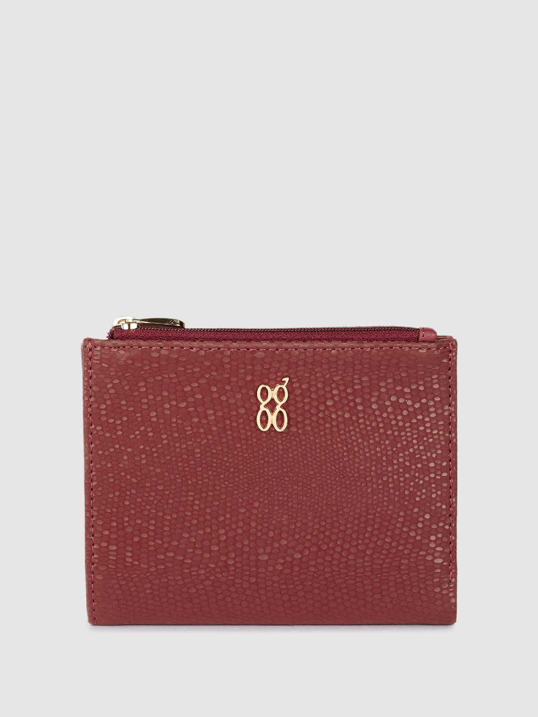 

Baggit Women Abstract Textured Two Fold Wallet, Red