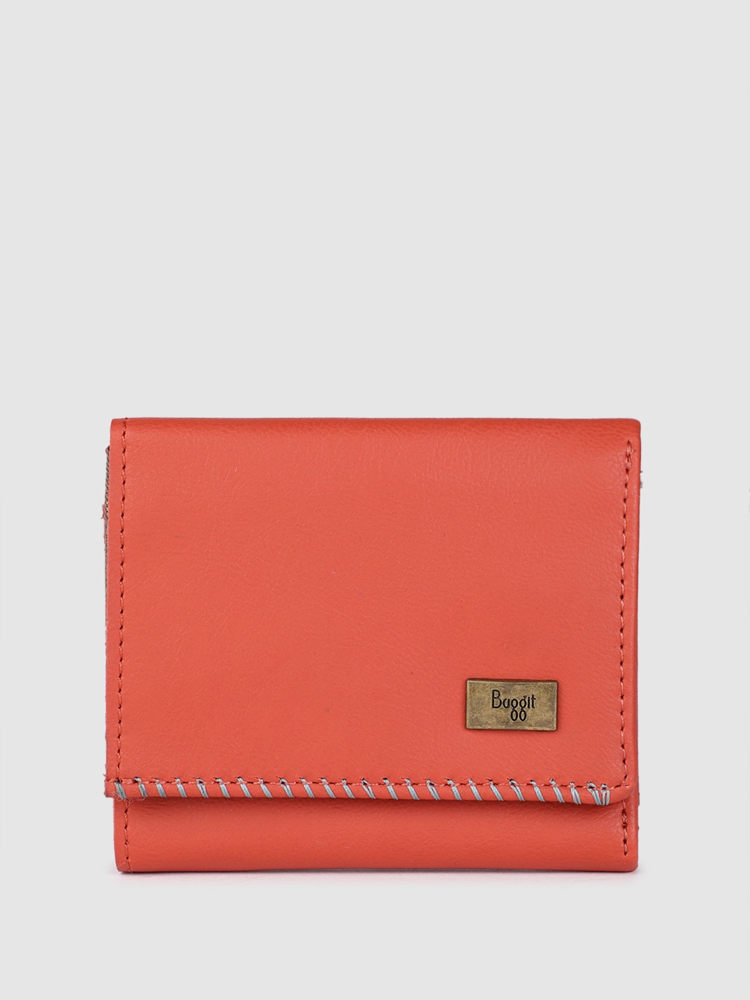 

Baggit Women Solid Three Fold Wallet, Orange
