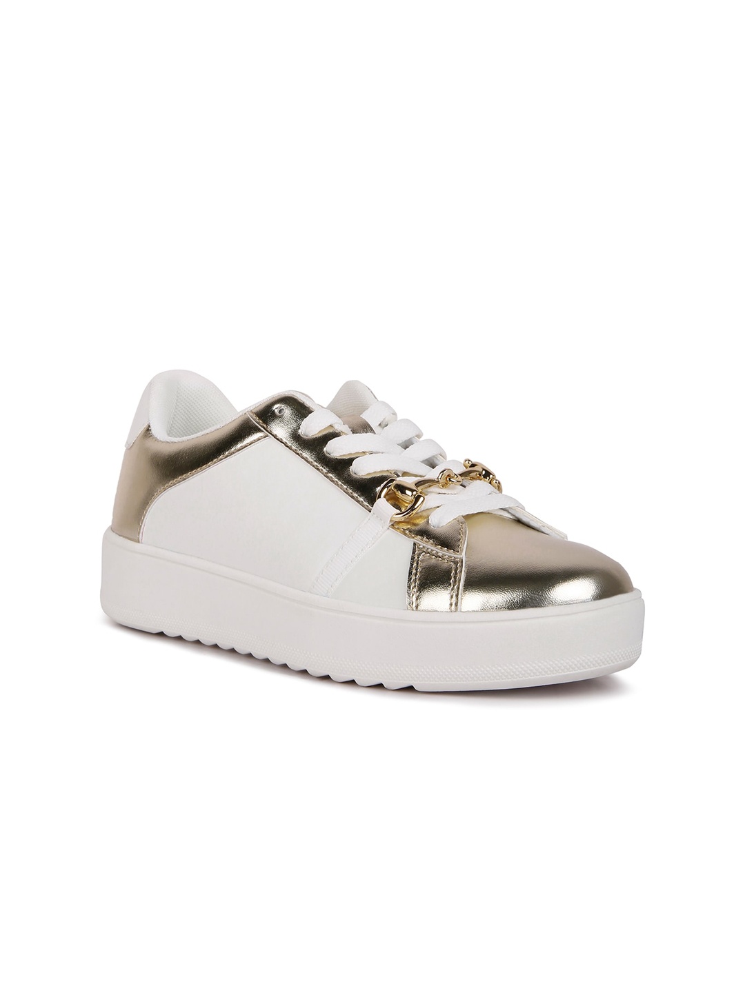 

London Rag Women Gold-Toned Printed Sneakers, White