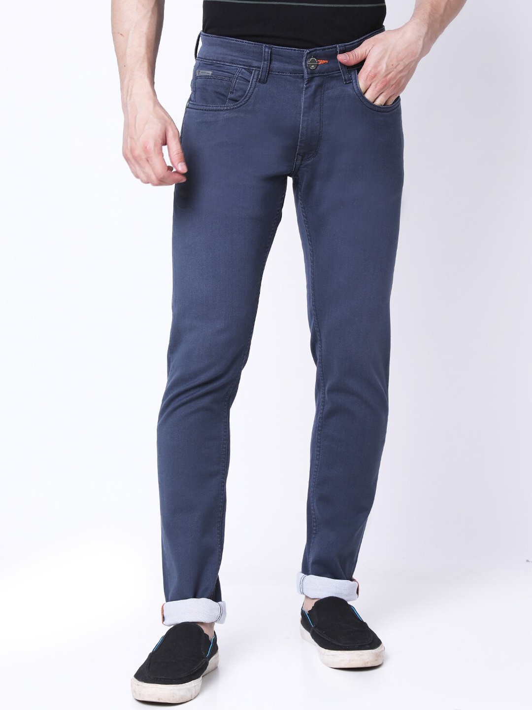 

MOZZO Men Lean Slim Fit Clean Look Stretchable Jeans, Grey