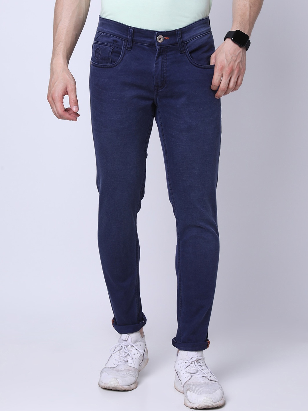 

MOZZO Men Lean Slim Fit Clean Look Stretchable Jeans, Navy blue