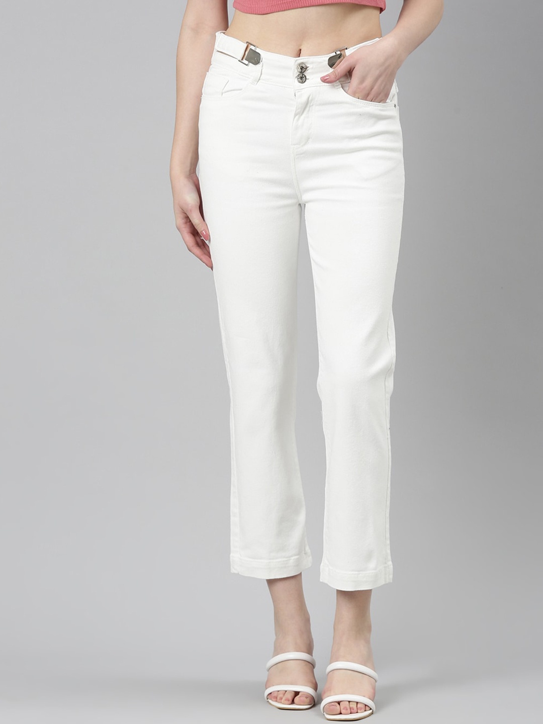 

SHOWOFF Women Straight Fit Stretchable Jeans, White