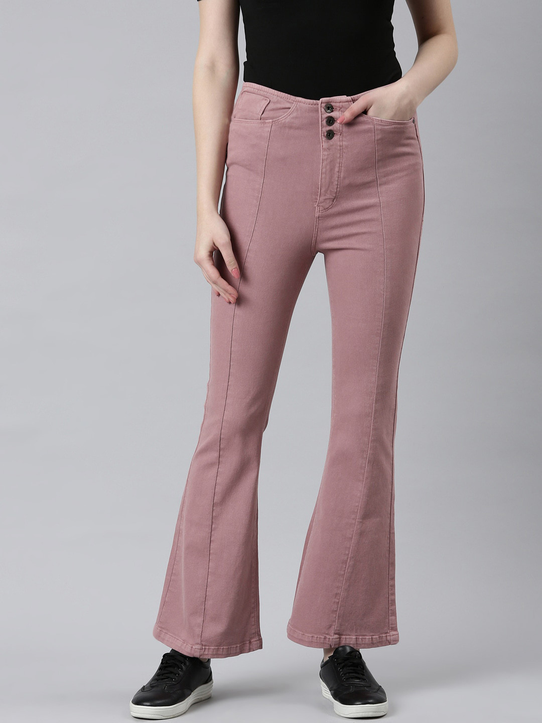 

SHOWOFF Women Bootcut High-Rise Stretchable Jeans, Mauve