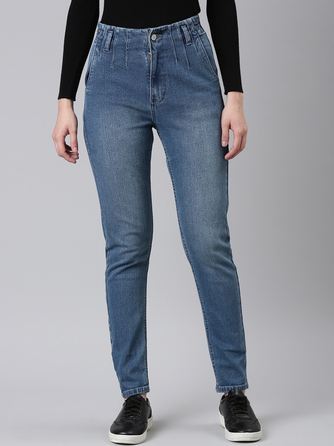 

SHOWOFF Women High-Rise Stretchable Mom Fit Jeans, Blue