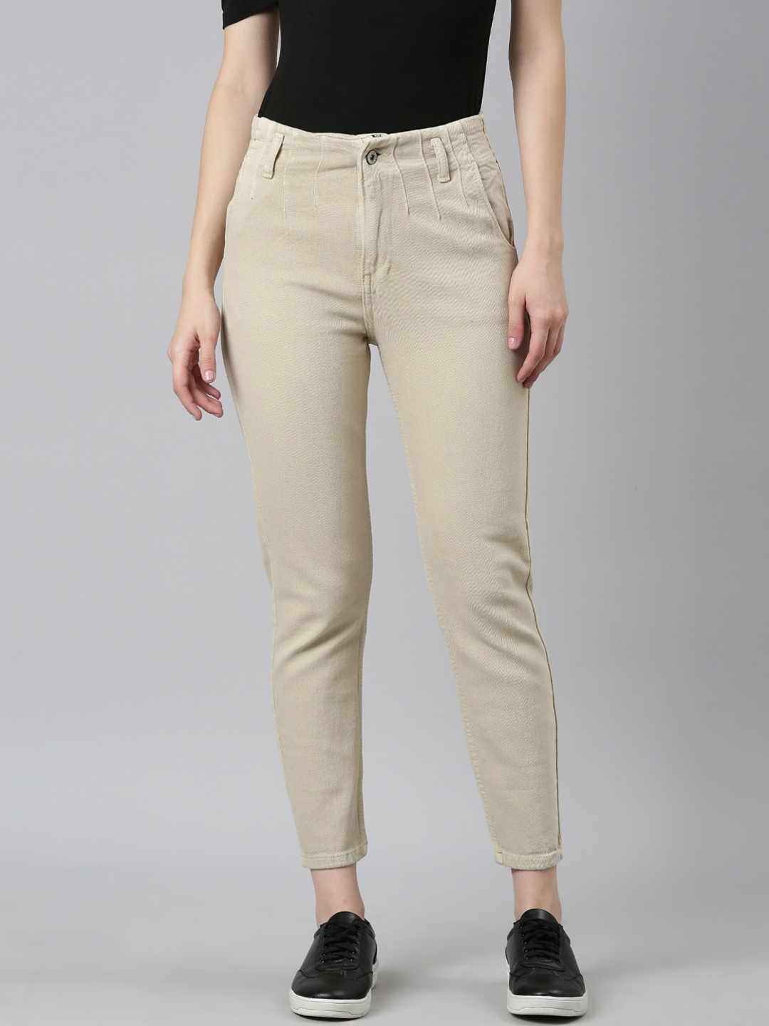 

SHOWOFF Women Jean Mid-Rise Clean Look Acid Wash Stretchable Jeans, Beige