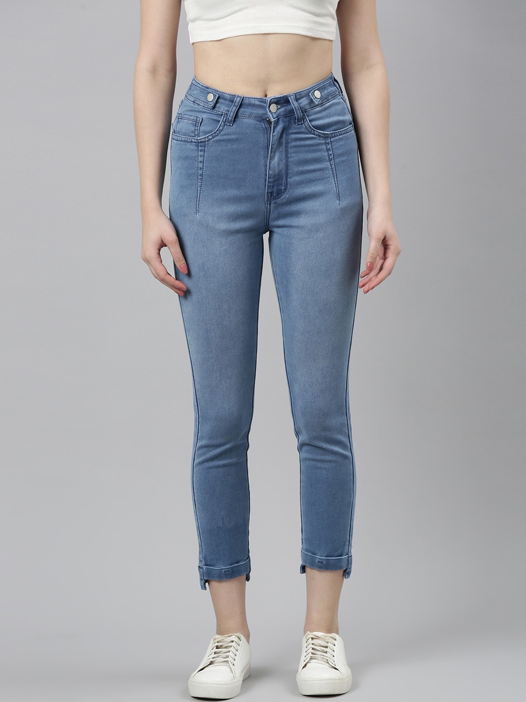 

SHOWOFF Women Jean Slim Fit High Rise Clean Look Acid Wash Stretchable Jeans, Blue