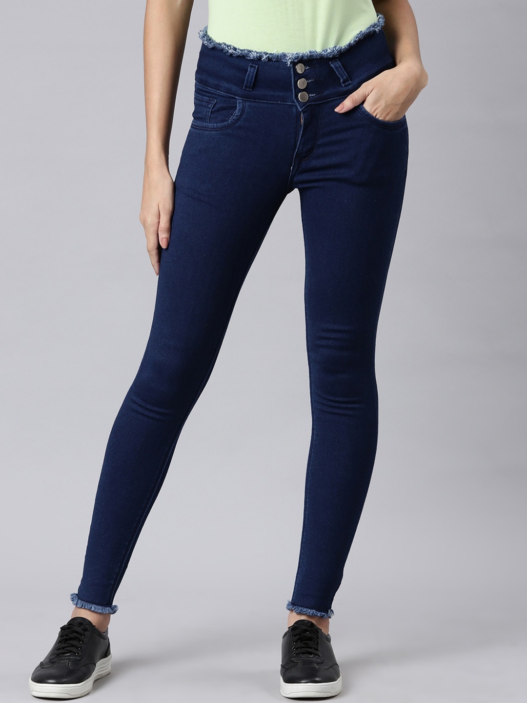 

SHOWOFF Women Jean Skinny Fit Acid Wash High-Rise Clean Look Stretchable Jeans, Blue