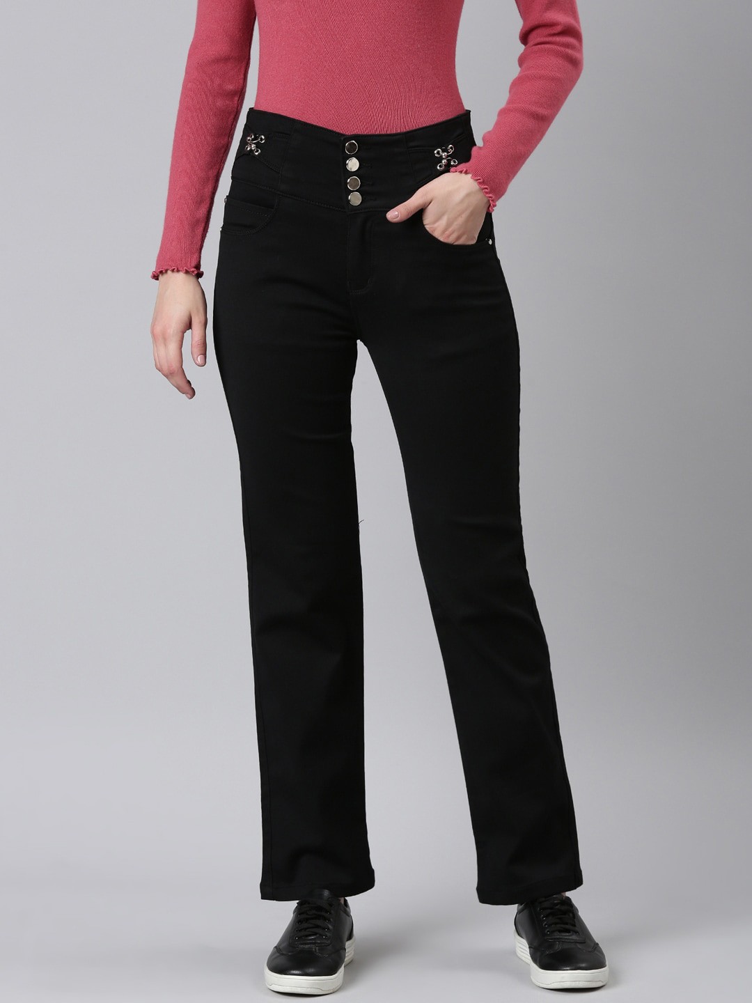 

SHOWOFF Women Jean High-Rise Straight Fit Stretchable Jeans, Black