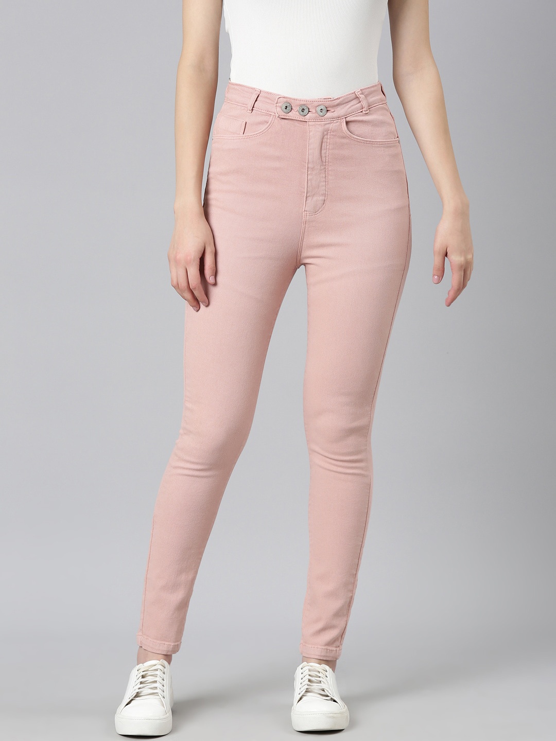 

SHOWOFF Women Jean Slim Fit High-Rise Clean Look Stretchable Jeans, Pink