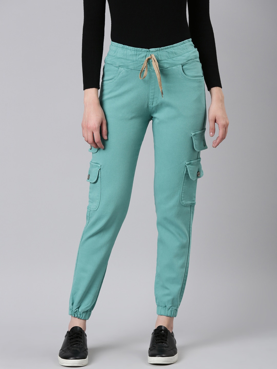 

SHOWOFF Women Jean High-Rise Clean Look Cropped Stretchable Jeans, Turquoise blue