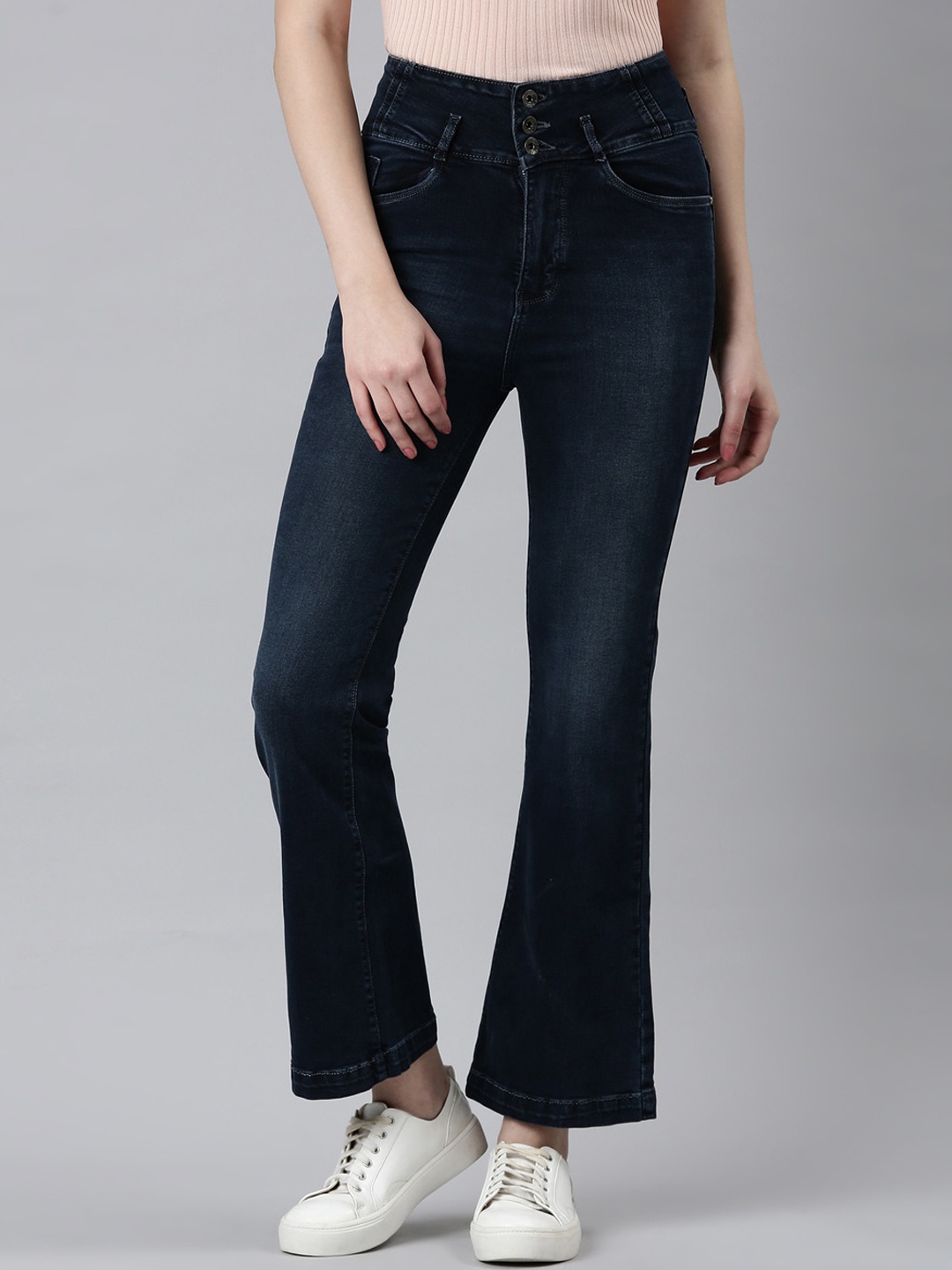

SHOWOFF Women Jean Clean Look Cotton Stretchable Bootcut Jeans, Navy blue