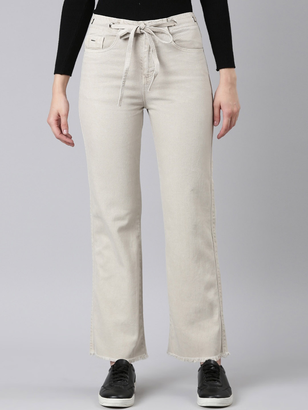 

SHOWOFF Women Jean Clean Look Cotton Straight Fit Jeans, Beige