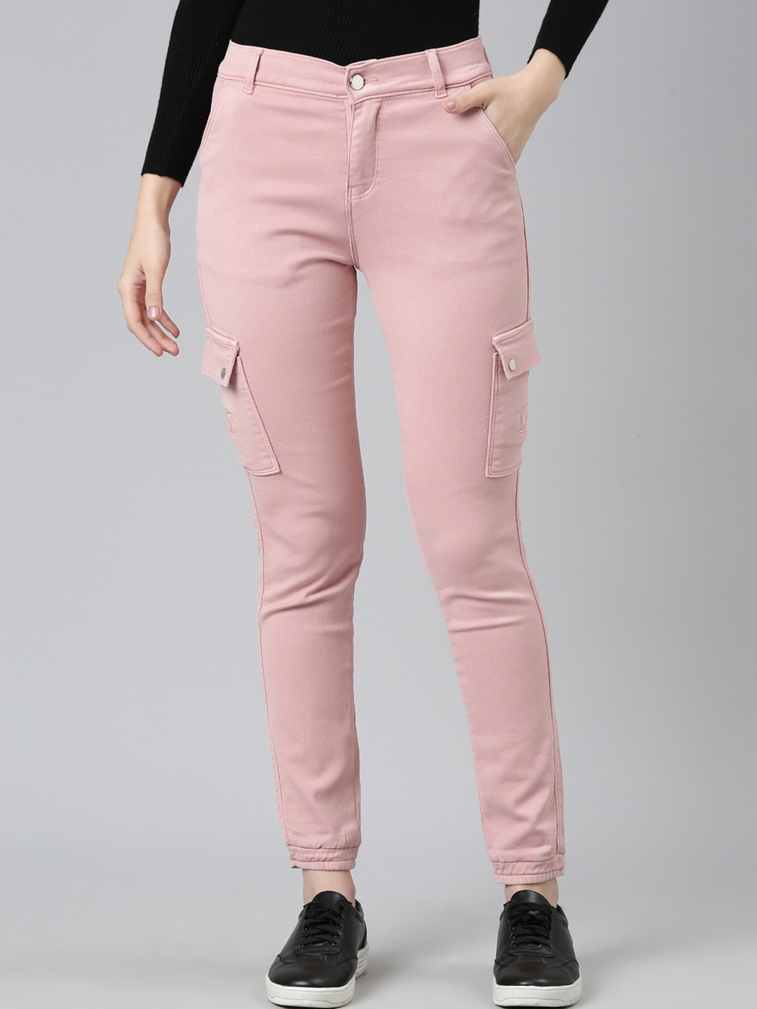 

SHOWOFF Women Jean Clean Look Cotton Stretchable Jogger, Pink