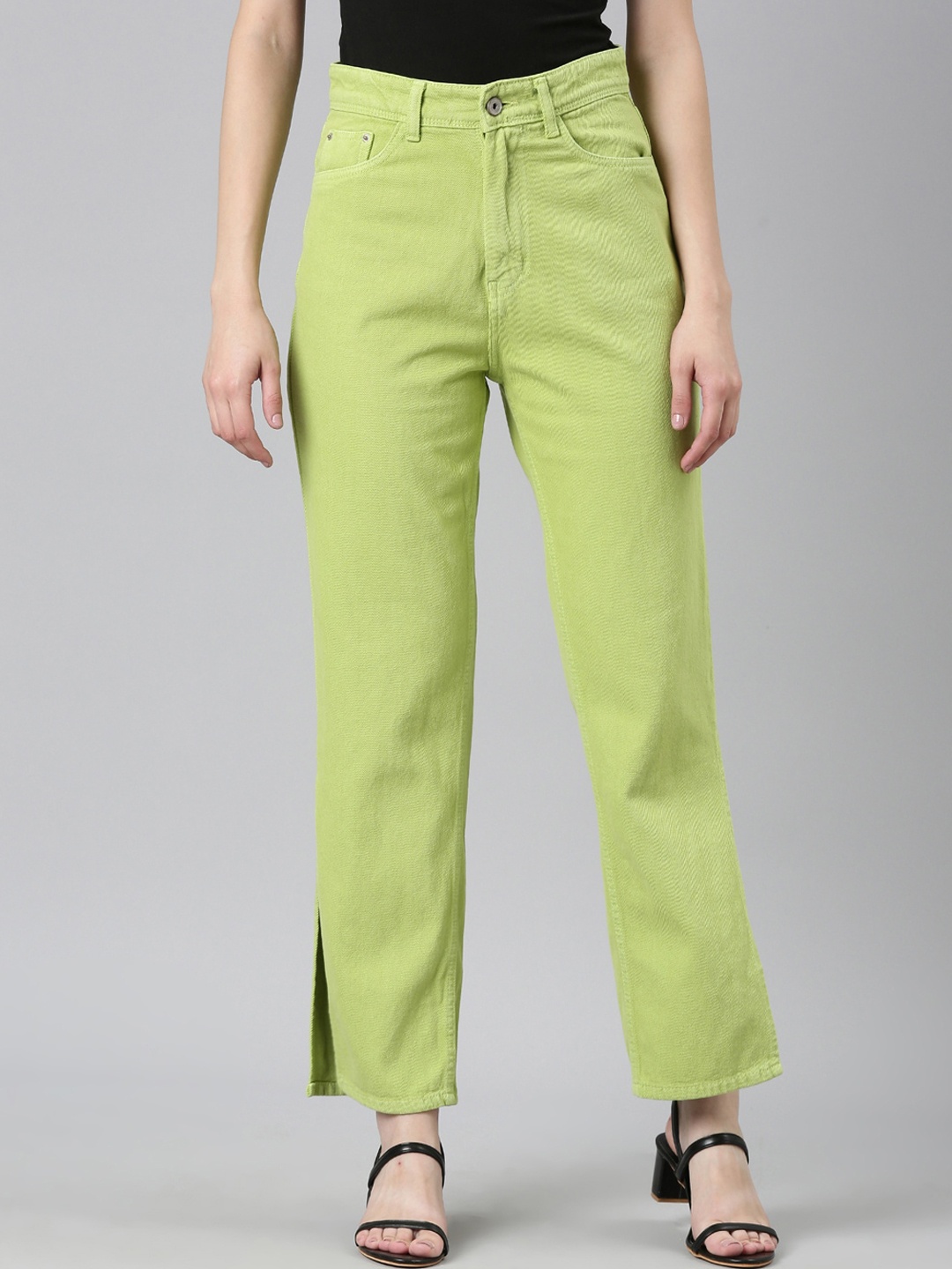 

SHOWOFF Women Jean High-Rise Coloured Shade Clean Look Acid Wash Jeans, Lime green