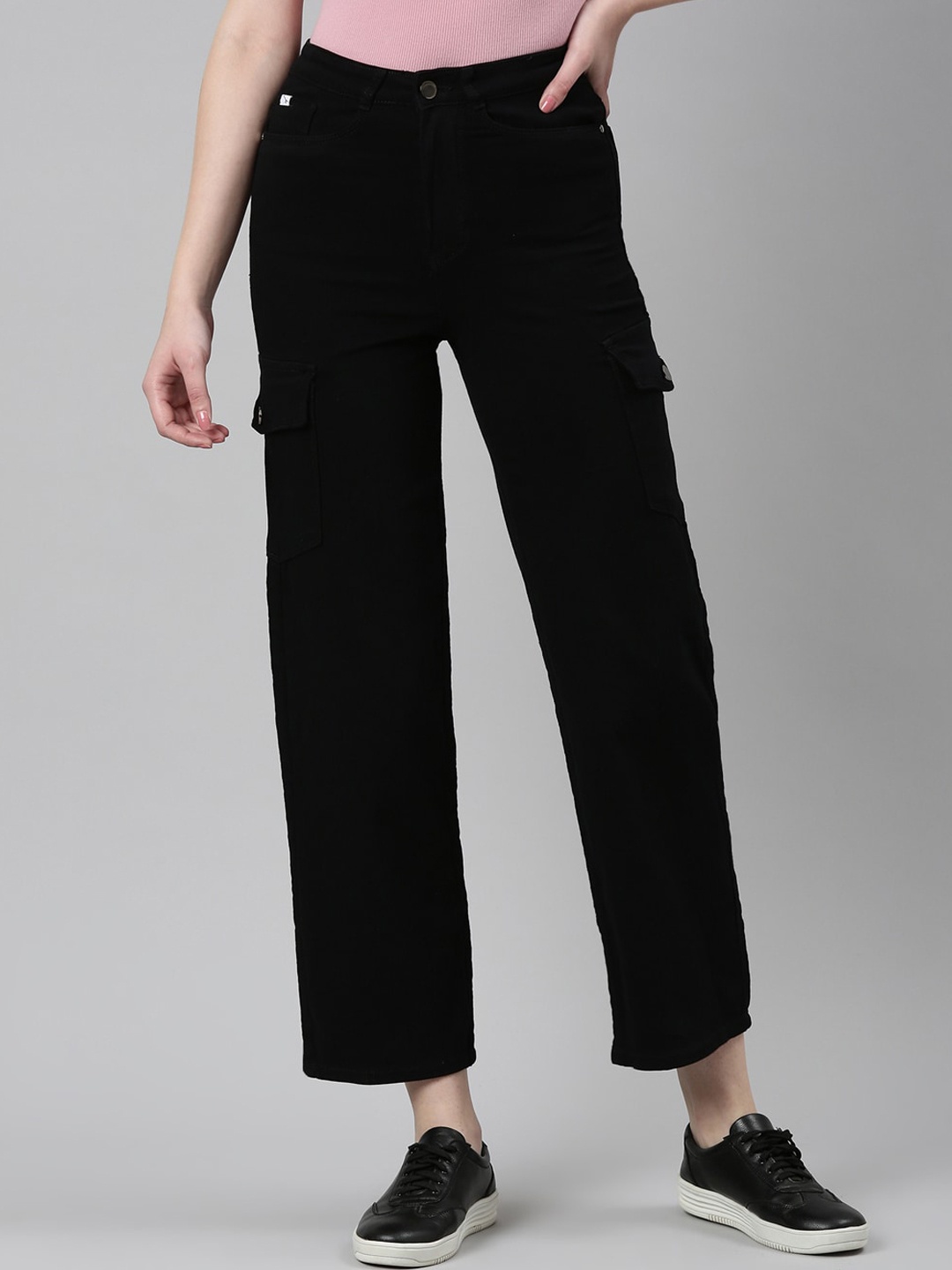 

SHOWOFF Women Jean Straight Fit High-Rise Cotton Jeans, Black