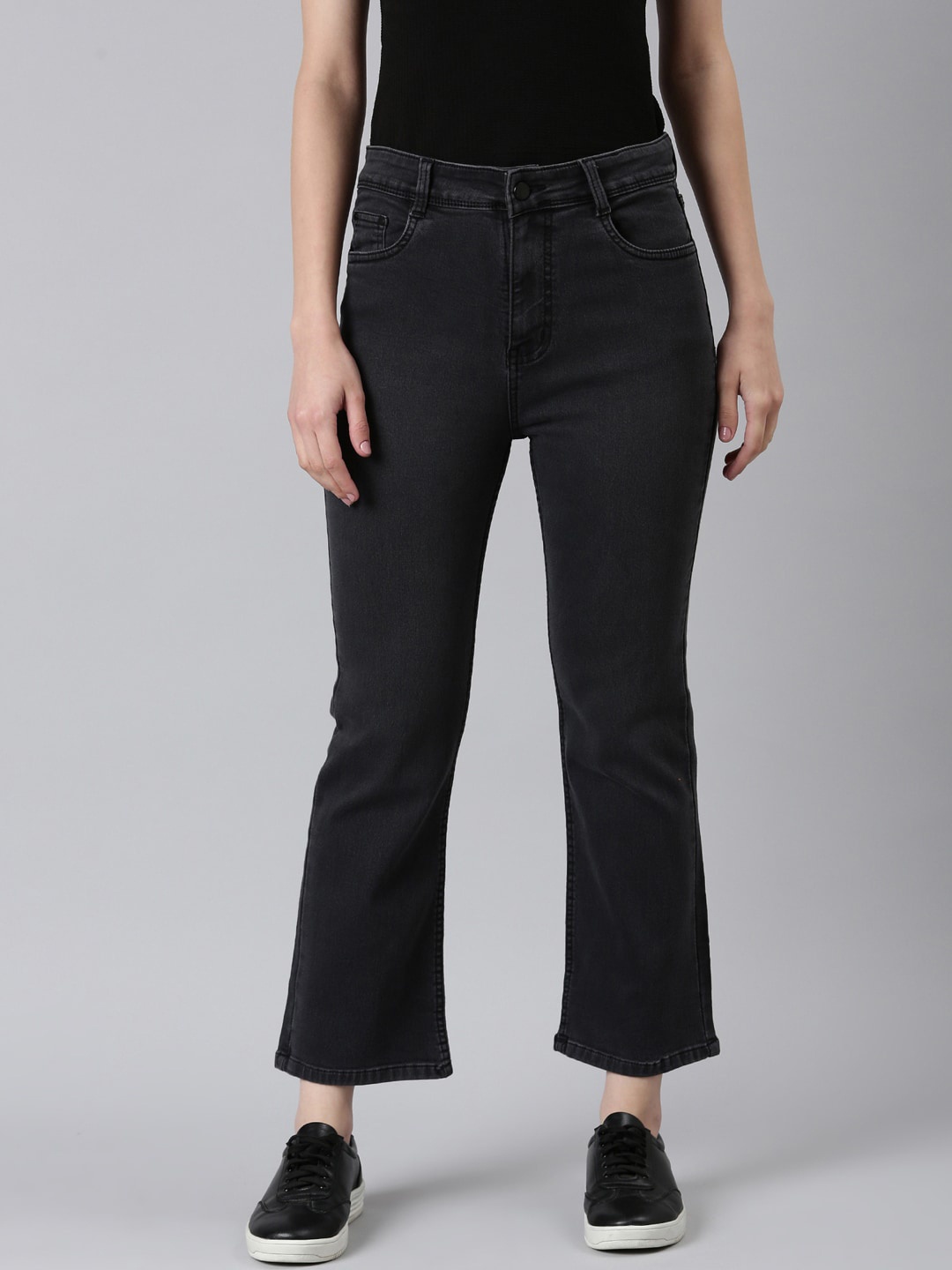 

SHOWOFF Women Jean Wide Leg Acid Wash Clean Look Stretchable Jeans, Grey