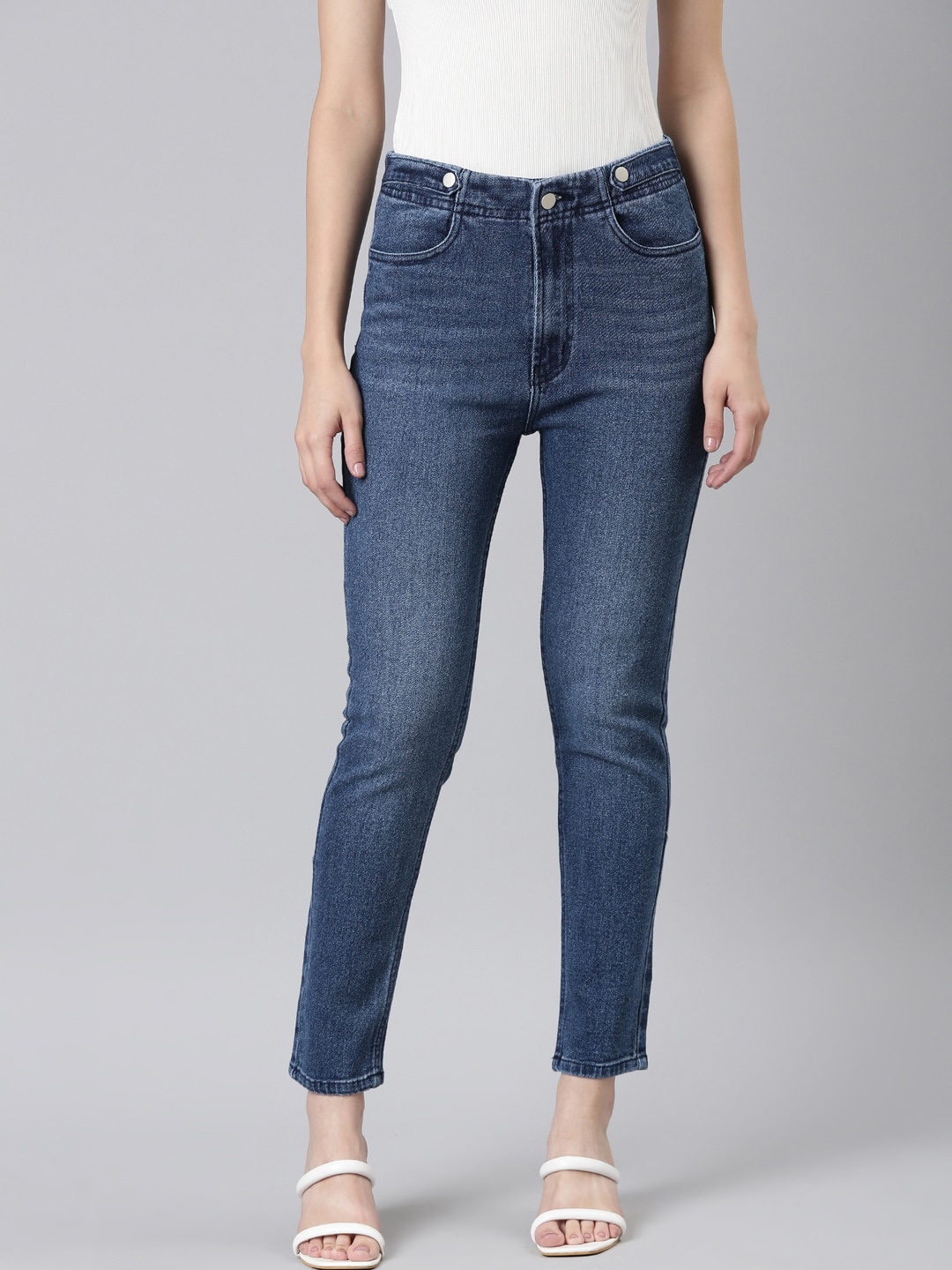 

SHOWOFF Jean Acid Wash Regular Fit Mid-Rise Clean Look Stretchable Cotton Jeans, Blue