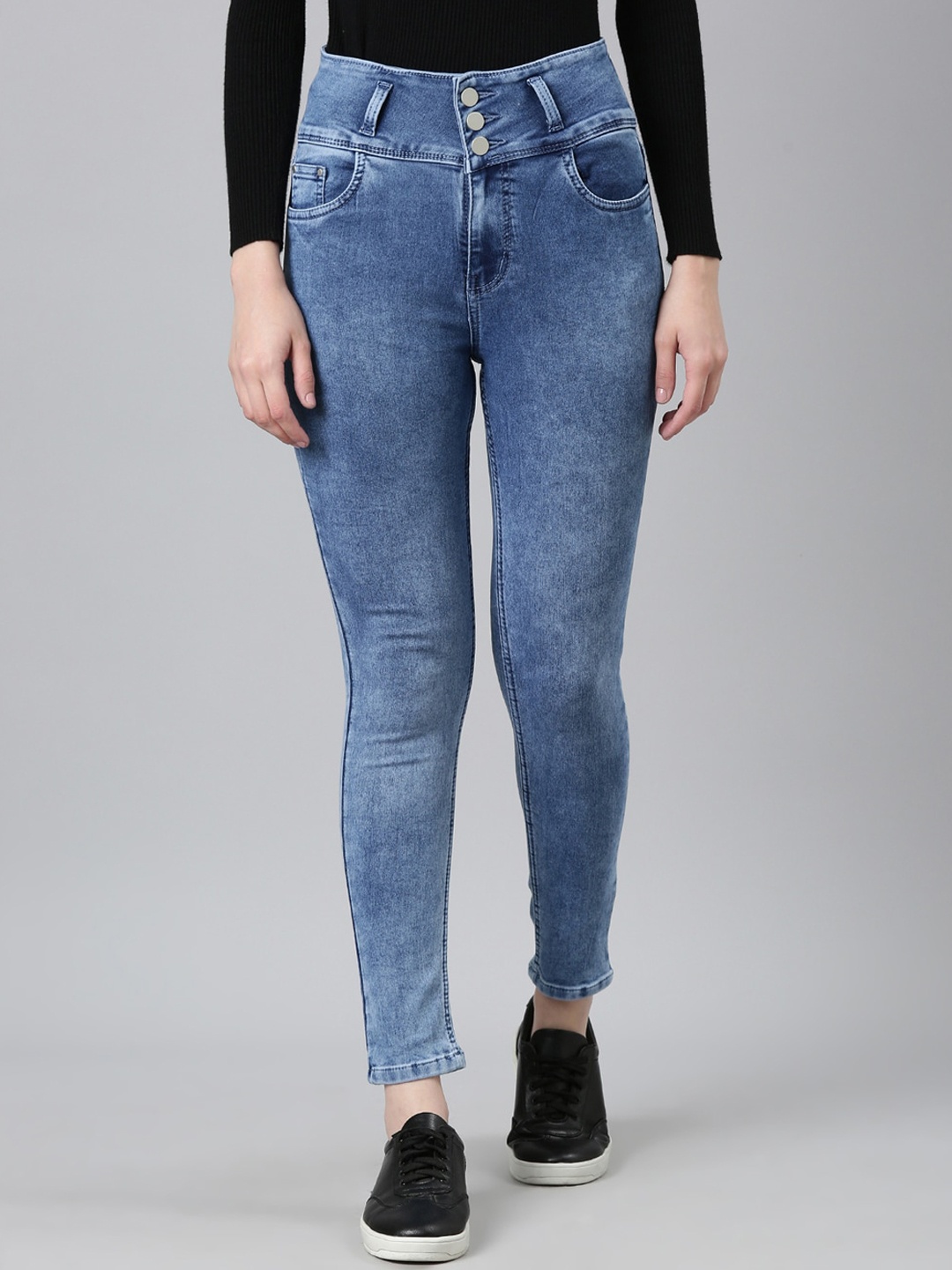 

SHOWOFF Women Jean Skinny Fit Heavy Fade Cotton Jeans, Blue