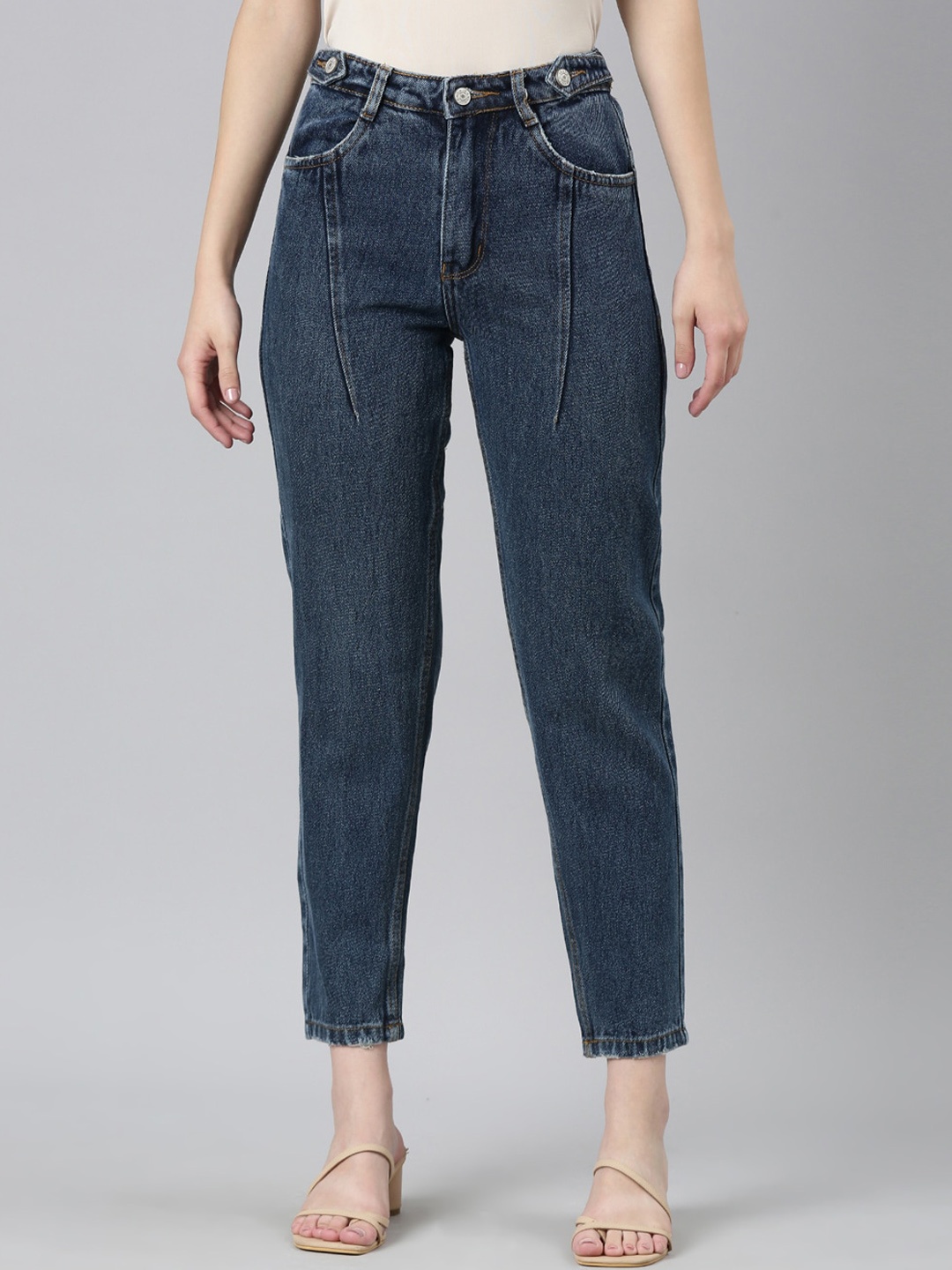 

SHOWOFF Clean Look Acid Wash High-Raise Stretchable Cropped Jeans, Blue