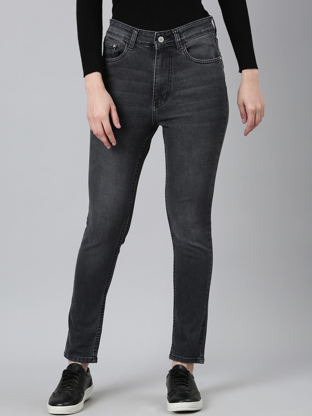 

SHOWOFF Women Jean Straight Fit Light Fade Acid Wash Stretchable Jeans, Grey