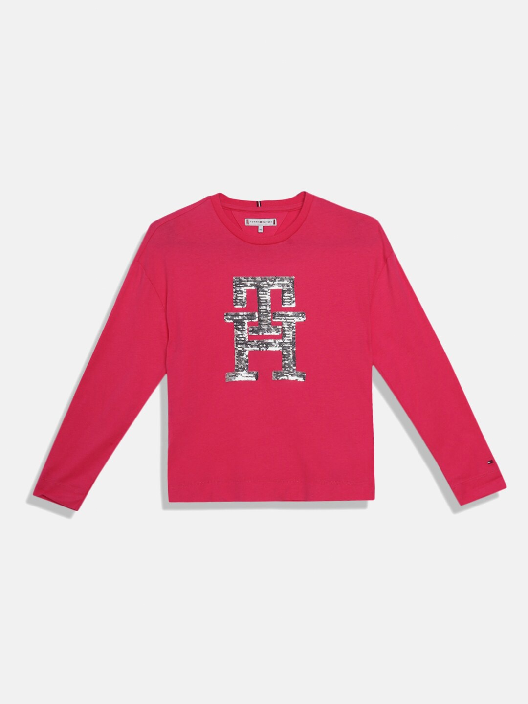 

Tommy Hilfiger Girls Typography Printed Pure Cotton T-shirt, Pink