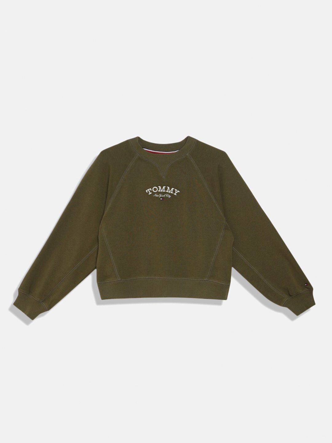 

Tommy Hilfiger Girls Round Neck Cotton Sweatshirt, Olive
