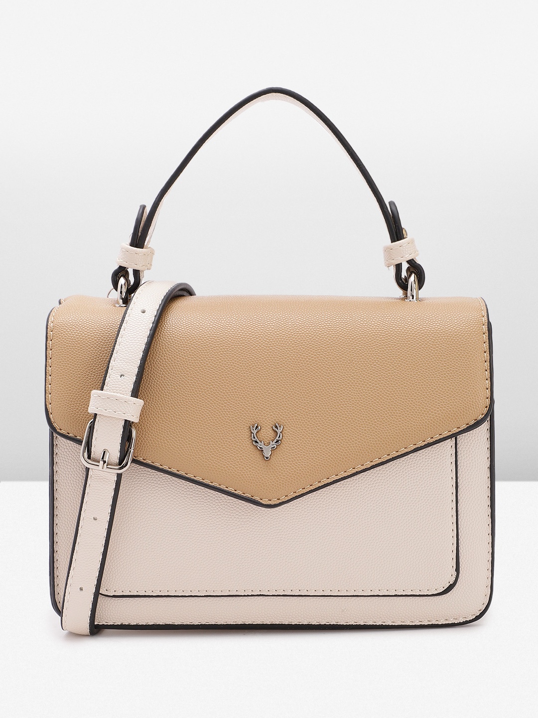 

Allen Solly Colourblocked Satchel, Beige