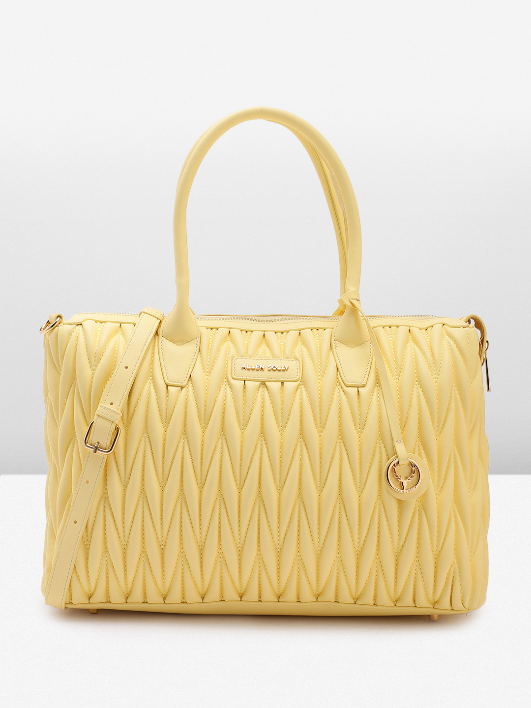 

Allen Solly Self Design Handheld Bag, Yellow