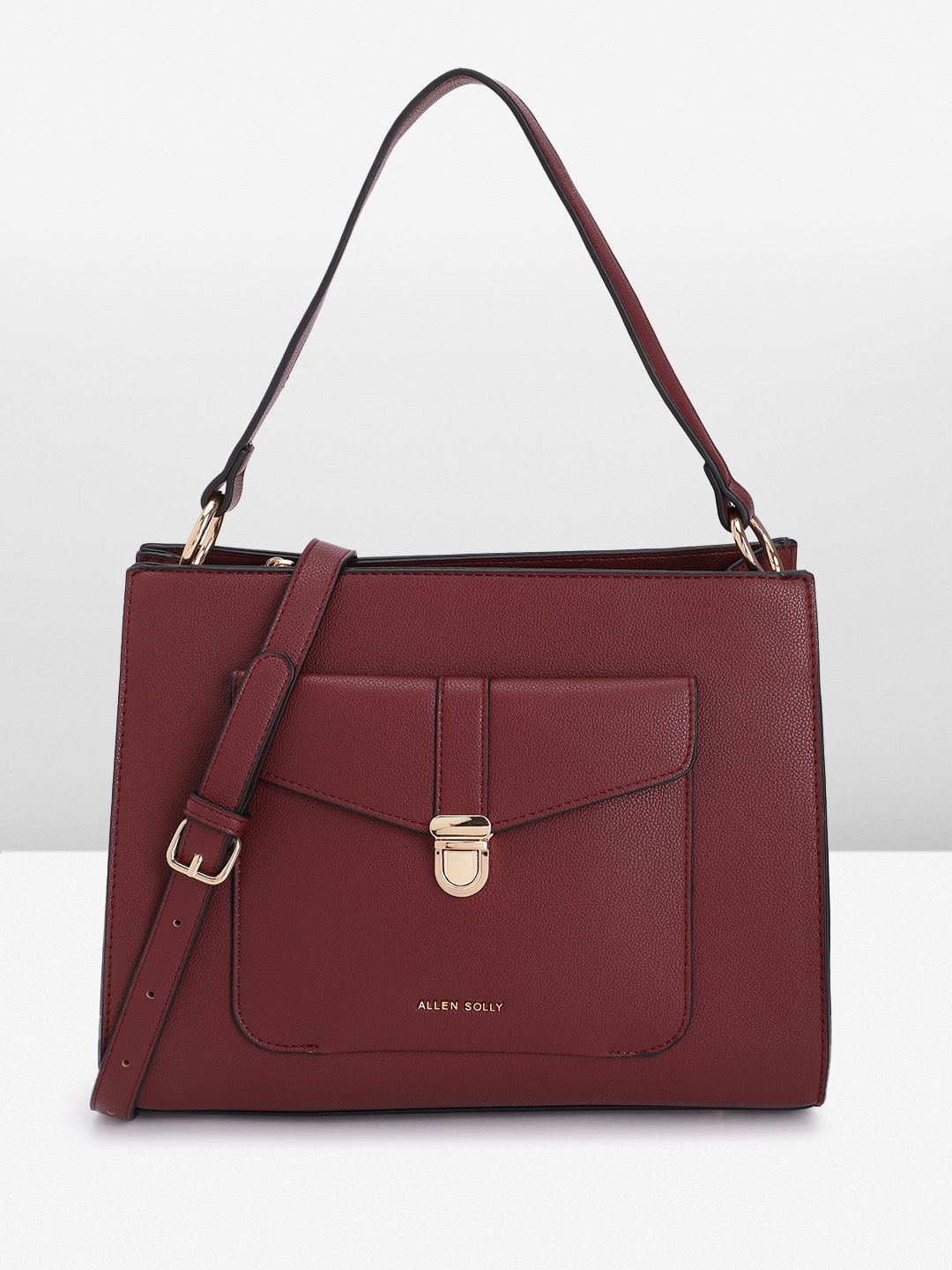 

Allen Solly Abstract Textured Structured Handheld Bag, Maroon